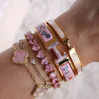 Armband Tennis Mit Rosa Herz
